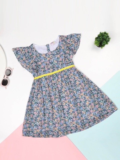 

ZION Girls Blue Floral Dress