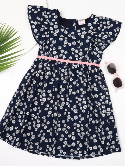 

ZION Girls Navy Blue Floral Dress