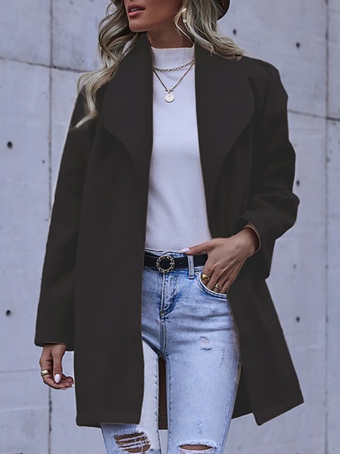 

URBANIC Women Black Solid Shawl Collar Relaxed Fit Coat