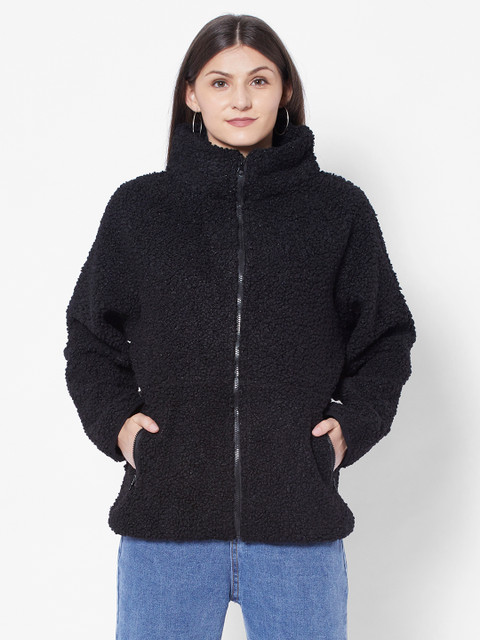 

URBANIC Women Black Solid Pea Coat