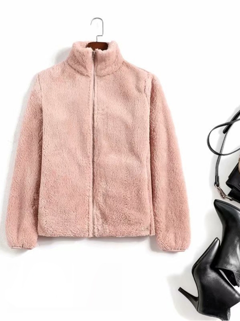 

URBANIC Women Pink Sherpa Tailored Jacket
