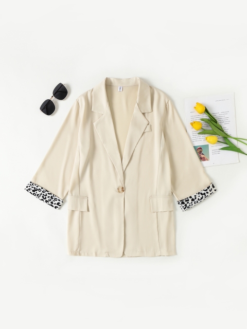 

URBANIC Women Beige Solid Single-Breasted Casual Blazer