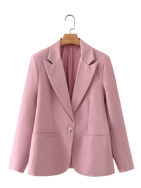 

URBANIC Women Pink Solid Single-Breasted Blazer