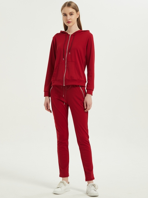 

URBANIC Women Maroon Solid Track Suit