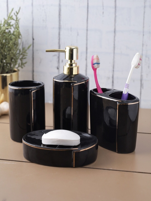 

House Of Accessories Black Set of 4 Ceramic Bathroom Accessories