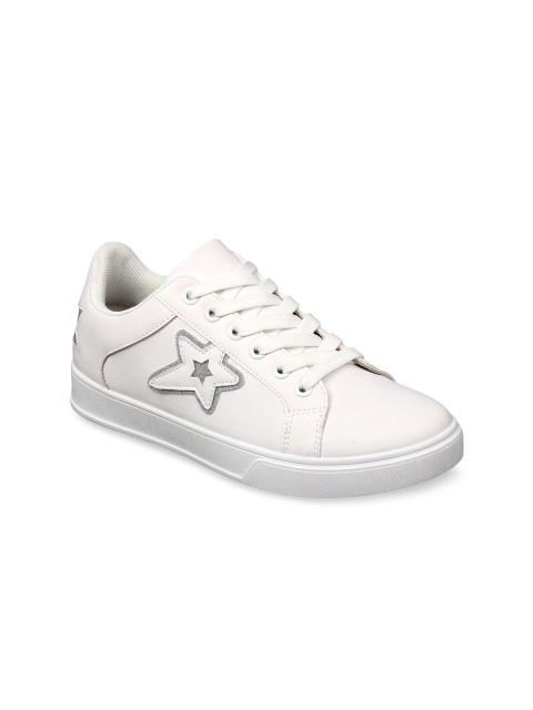 

Lavie Women White & Silver-Toned Sneakers