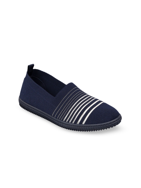 

Lavie Women Navy Blue & White Striped Slip-On Sneakers