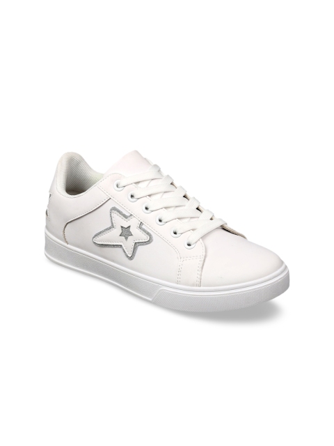 

Lavie Women Off-White Solid Star Applique Detail Sneakers