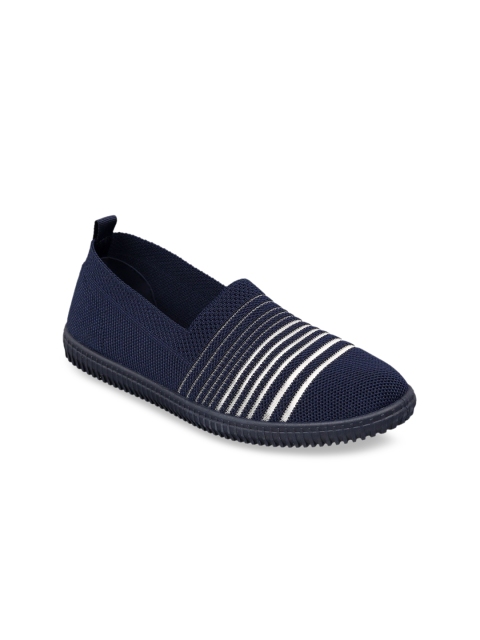 

Lavie Women Navy Blue & White Striped Slip-On Sneakers