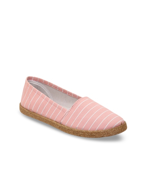 

Lavie Women Peach-Coloured & White Striped Espadrilles