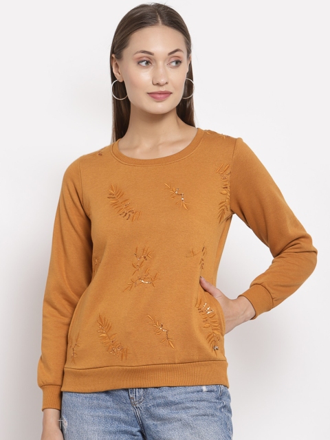 

Juelle Women Mustard Yellow Embroidered Sweatshirt