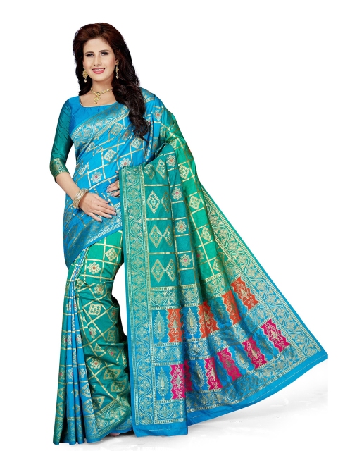 

Mitera Green & Gold-Toned Woven Design Zari Art Silk Saree