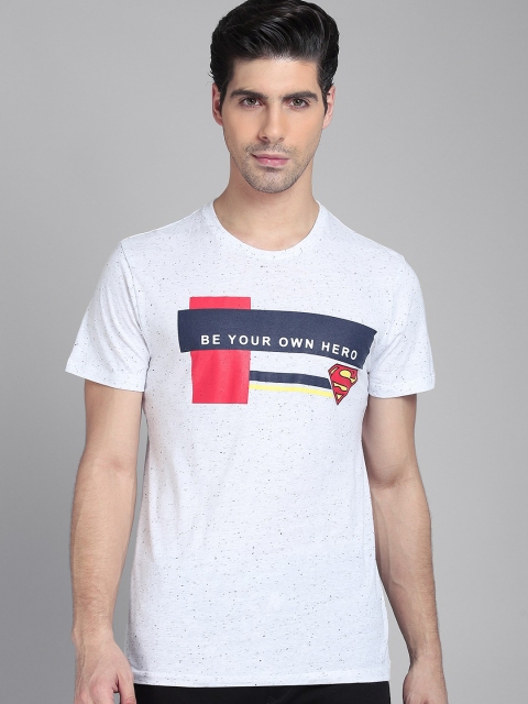 

Free Authority Men White Superman Printed Round Neck T-shirt