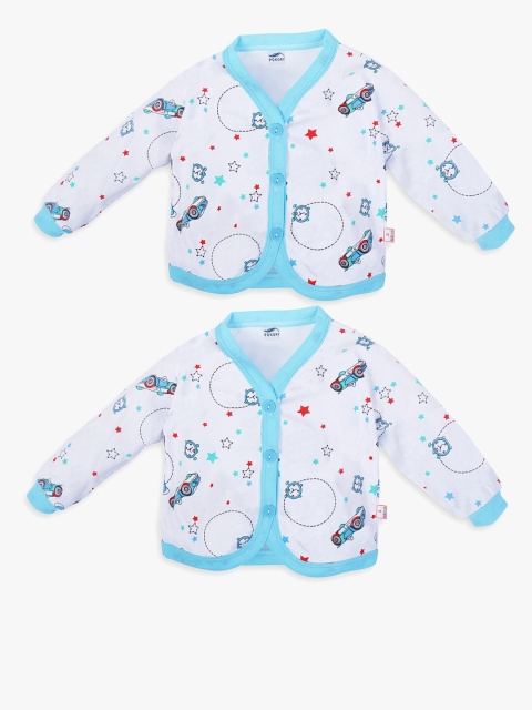 

POKORY Unisex Kids White 2 Printed V-Neck Applique Running T-shirt