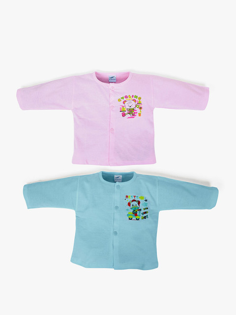

POKORY Infant Kids Pack of 2 Cotton Printed Jhablas, Pink