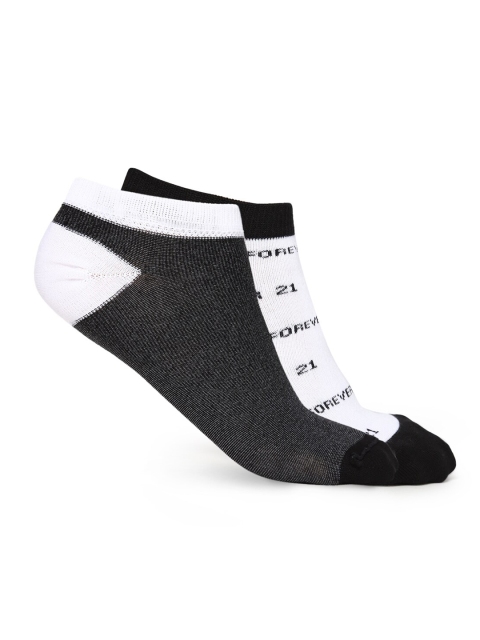 

FOREVER 21 Women Pack Of 2 Black & White Patterned Ankle Length Socks