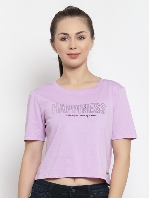 

Pepe Jeans Women Purple Typography T-shirt