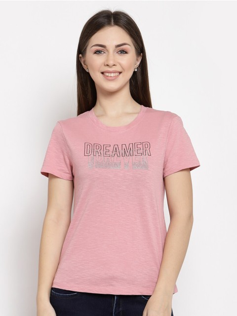 

Pepe Jeans Women Pink Printed T-shirt