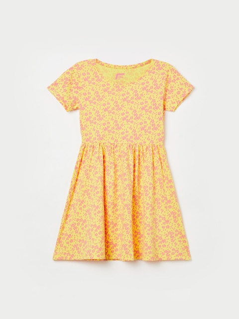 

Fame Forever by Lifestyle Girls Yellow & Pink Pure Cotton Floral Print Dress