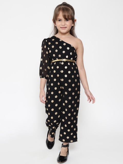 

Nauti Nati Girls Black & Gold-Toned Printed Basic Jumpsuit