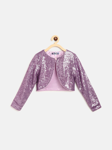 

Nauti Nati Girls Purple Embellished Crop Button Shrug