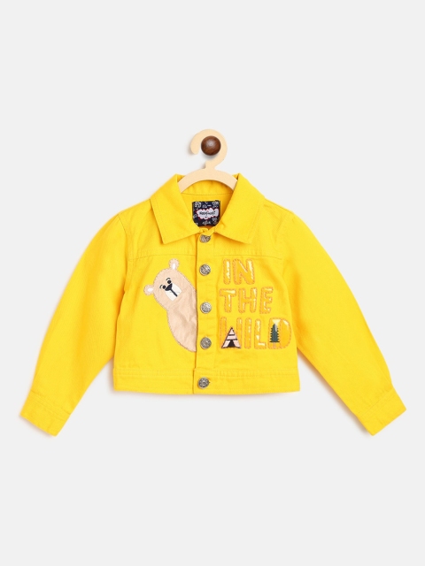 

Nauti Nati Boys Yellow & Beige Applique Detail Denim Cotton Jacket
