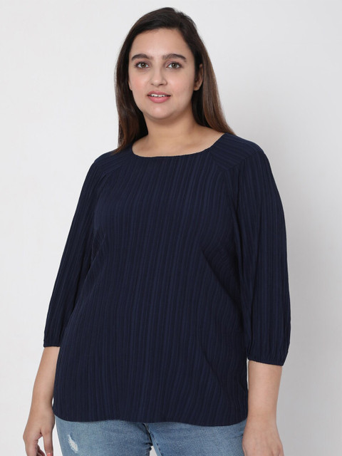 

Vero Moda Navy Blue Striped Regular Top