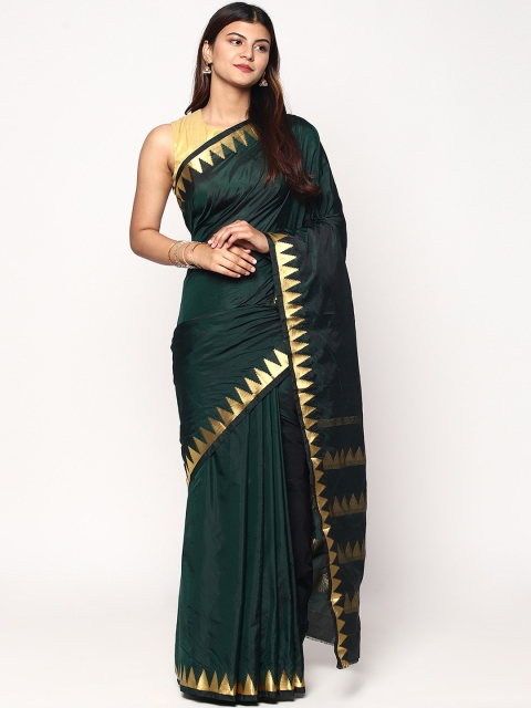 

Sudarshan Silks Green & Gold-Toned Zari Pure Silk Kanjeevaram Saree