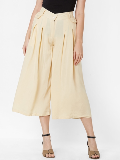 

ZOLA Women Beige Pleated Culottes Trousers