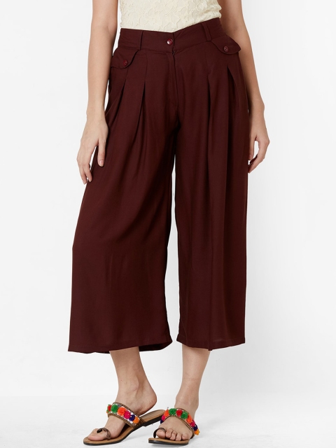 

ZOLA Women Brown Pleated Culottes Trousers