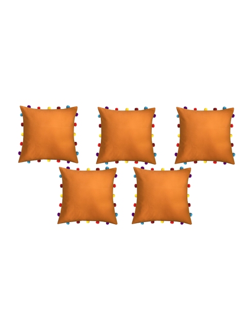 

Lushomes Orange & Maroon Set of 5 Square Pure Cotton Cushion Covers