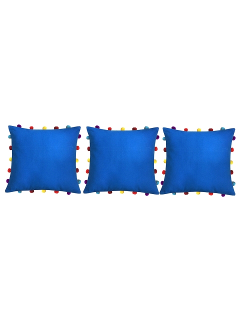 

Lushomes Blue Set of 3 Square Cushion Covers