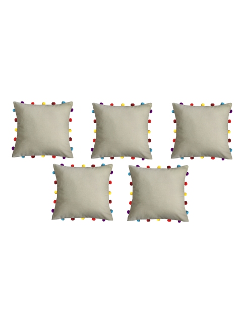 

Lushomes Beige Set of 5 Square Cushion Covers