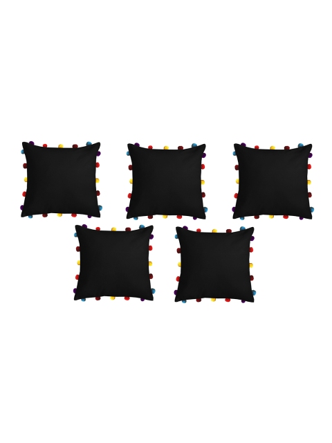 

Lushomes Black & Red Set of 5 Square Pure Cotton Cushion Covers