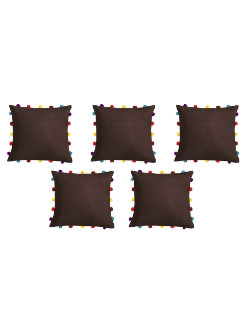 

Lushomes Brown Set of 5 Square Cushion Covers