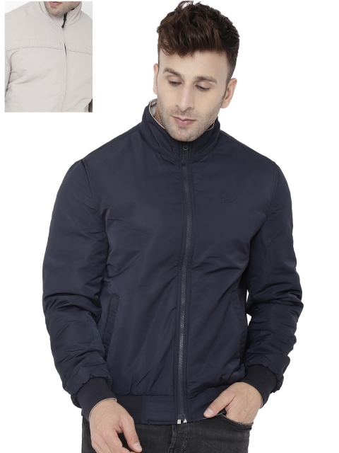 

LURE URBAN Men Navy Blue Solid Reversible Bomber Jacket