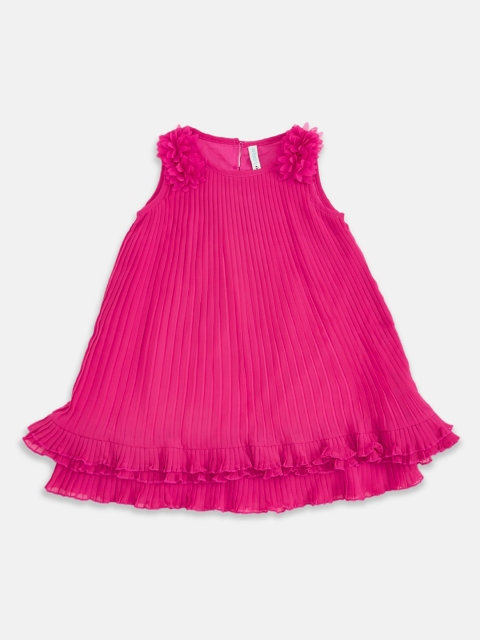

Pantaloons Baby Girls Pink Accordion Pleated Layered A-Line Dress