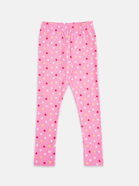 

Pantaloons Junior Girls Pink & White Printed Ankle-Length Leggings