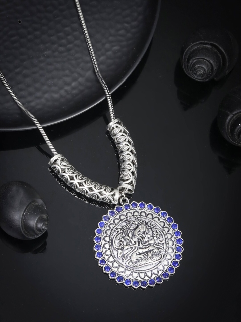 

Priyaasi Silver-Toned & Blue German Silver Handcrafted Necklace