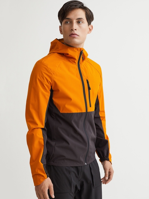 

H&M Men Orange & Black Colour Blocked Windproof running jacket