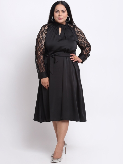 

sindrellastorie Black Satin A-Line Dress