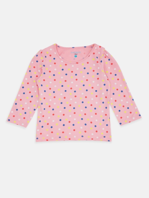

Pantaloons Baby Girls Pink Polka Dot Printed T-shirt