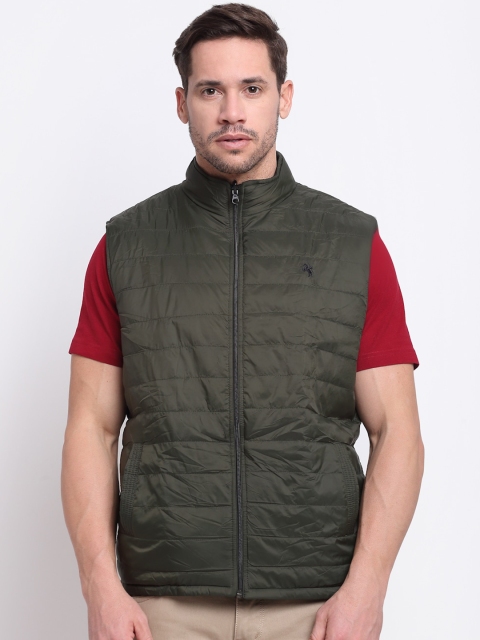 

Cantabil Men Olive Green Reversible Longline Puffer Jacket