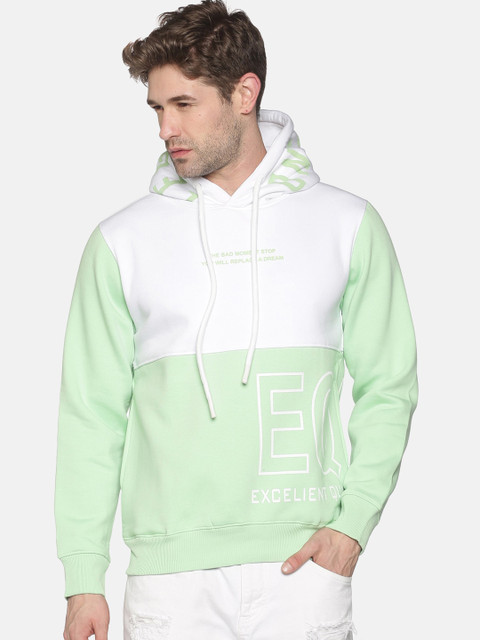 

SHOWOFF Men White Colourblocked Hooded Sweatshirt