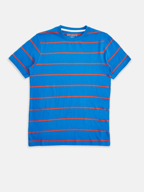 

Pantaloons Junior Boys Blue & Red Cotton Striped T-shirt
