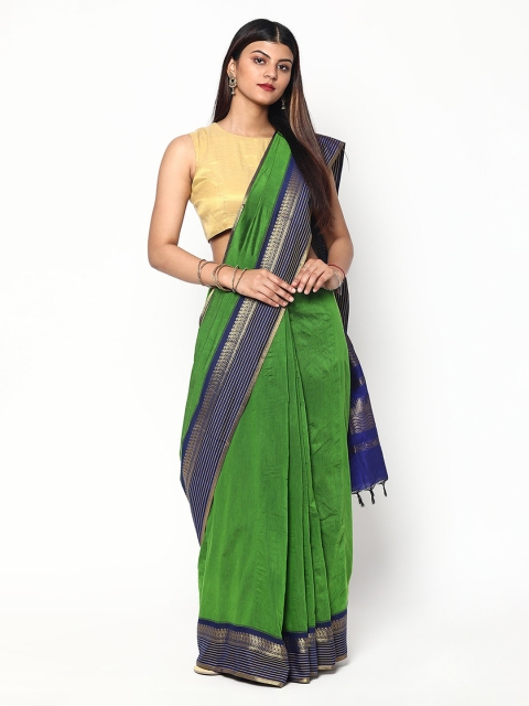 

Sudarshan Silks Green & Blue Zari Silk Cotton Saree