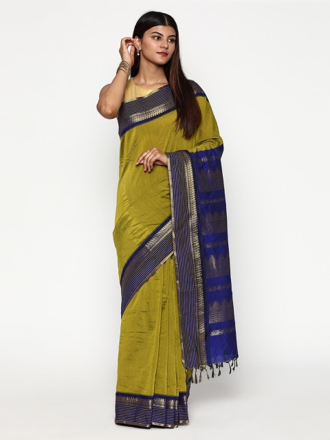 

Sudarshan Silks Green & Blue Zari Silk Cotton Saree