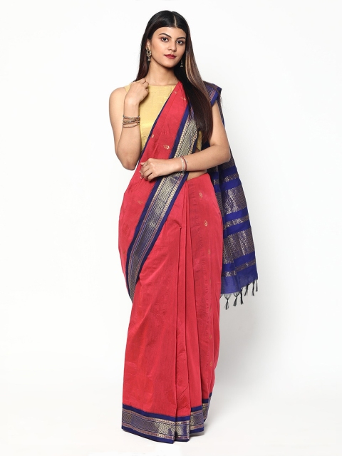 

Sudarshan Silks Pink & Blue Woven Design Silk Cotton Saree