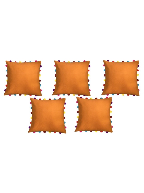 

Lushomes Orange & Yellow Set of 5 Square Cushion Covers
