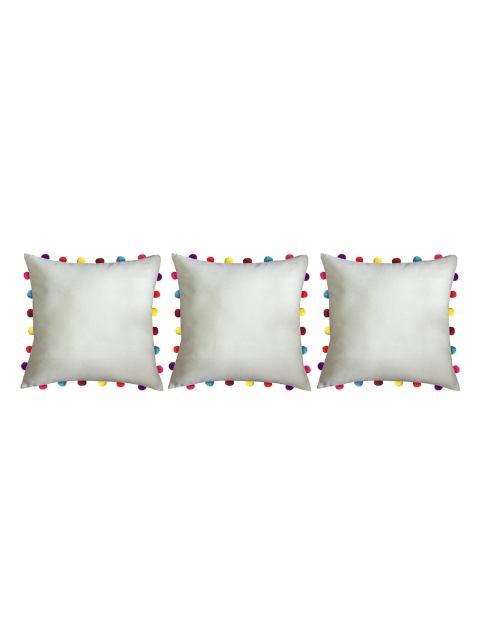 

Lushomes Off-White Set of 3 Square Cushion Covers